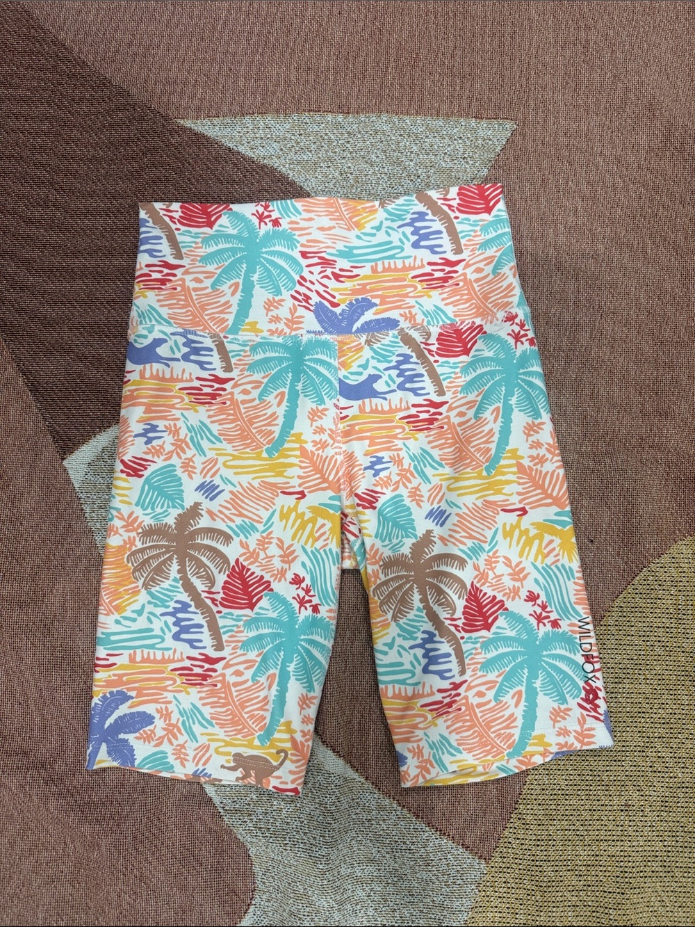 Wildfox Tropical Palm Print Bike Shorts - Teal, Coral, Yellow, Purple
